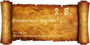 Kenderesi Bardó névjegykártya